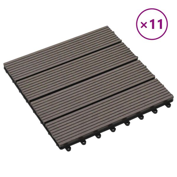 vidaXL Terrassenfliese 11 pcs Dunkelbraun 30 x 30 cm WPC