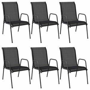 vidaXL Gartenst&uuml;hle 6 Stk. Stahl und Textilene Schwarz