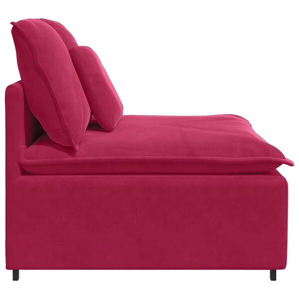 vidaXL Modulares Sofa Mittelmodul mit Kissen Weinrot 100 cm