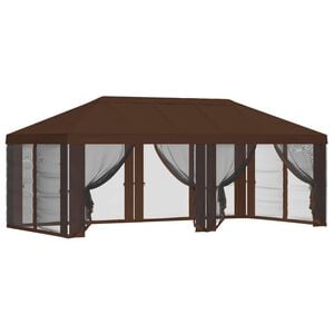 vidaXL Pavillon Dach mit Seitenw&auml;nden 6 x 3 m Braun Polyester 190