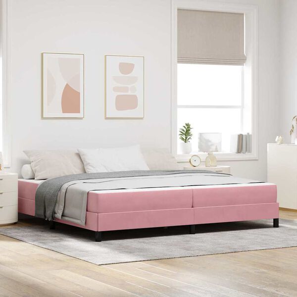 vidaXL Boxspringbett mit Matratze Rosa 200 x 200 cm Stoff