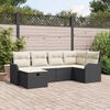 vidaXL Garten-Sofa-Set mit Kissen 6 pcs Schwarz Poly Rattan