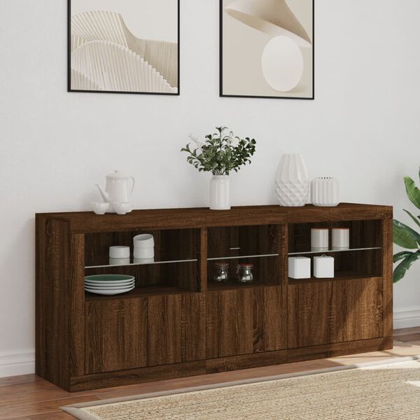 vidaXL Sideboard mit LED-Leuchten Braun Eichen-Optik 162x37x67 cm