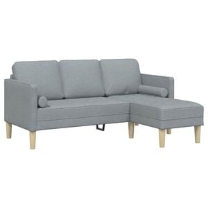 vidaXL Sofa Set mit Kissen Hellgrau Polyester