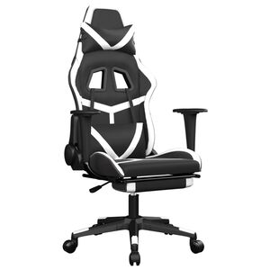 vidaXL Gaming-Stuhl mit Massage & Fu&szlig;st&uuml;tze Schwarz & Wei&szlig; Kunstleder