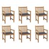 vidaXL Gartenst&uuml;hle 6 Stk. mit Anthrazit Kissen Massivholz Teak