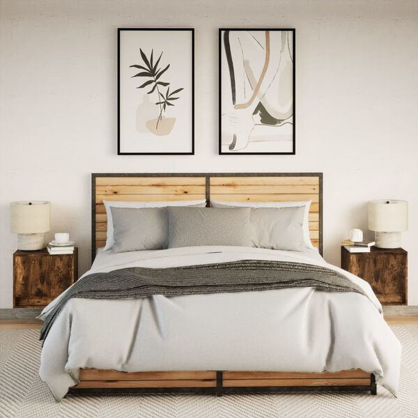 vidaXL Wand-Nachttische mit LED-Leuchten 2 Stk. R&auml;uchereiche