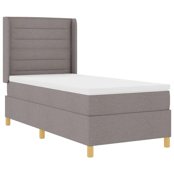 vidaXL Boxspringbett mit Matratze mit Kopfteil Taupe 80 x 200 cm Stoff