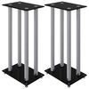 vidaXL Lautsprecher-St&auml;nder 2 Stk. Schwarz & Silbern Hartglas 4 S&auml;ulen