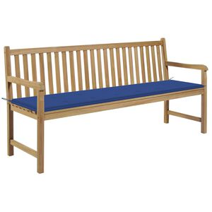 vidaXL Gartenbank mit K&ouml;nigsblauer Auflage 175 cm Massivholz Teak