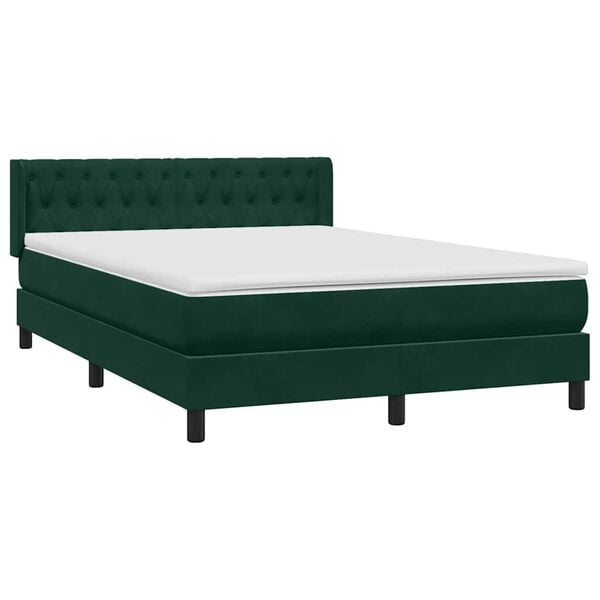 vidaXL Boxspringbett mit Matratze Dunkelgr&uuml;n 160x210 cm Samt