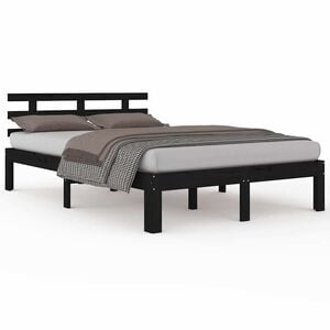 vidaXL Massivholzbett Schwarz 200x200 cm
