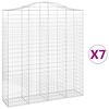 vidaXL Gabionen mit Hochbogen 7 Stk. 200x50x220/240cm Verzinktes Eisen