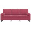 vidaXL 3-Sitzer-Sofa mit Zierkissen Weinrot 180 cm Samt
