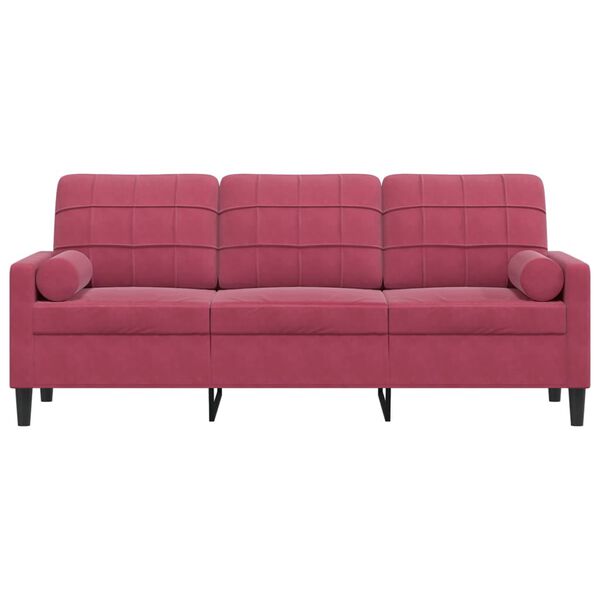 vidaXL 3-Sitzer-Sofa mit Zierkissen Weinrot 180 cm Samt
