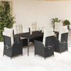 vidaXL 7-tlg. Garten-Essgruppe mit Kissen Schwarz Poly Rattan