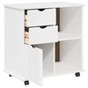 vidaXL Rollschrank Mit Rad Wei&szlig; 63,5 x 39 x 65,5 cm Massivholz Kiefer