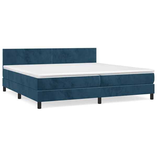 vidaXL Boxspringbett mit Matratze Dunkelblau 200x200 cm Samt