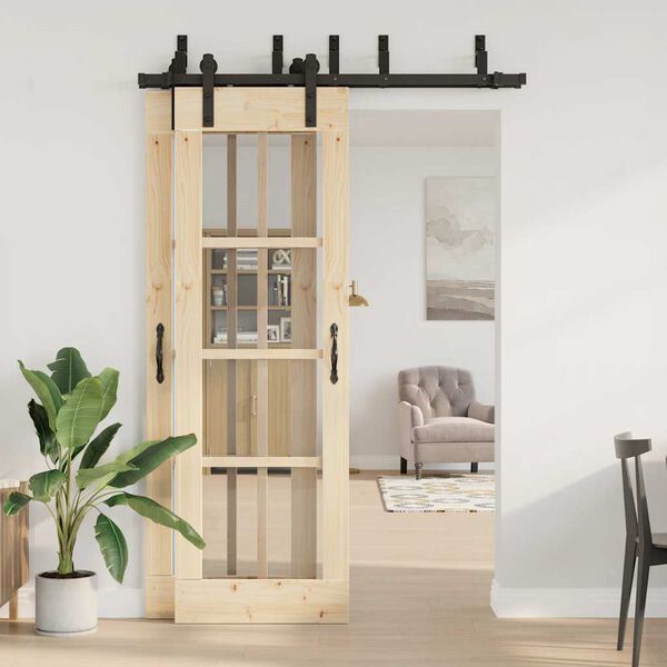 vidaXL Schiebet&uuml;rbeschlag-Set 152,5 cm Stahl Schwarz