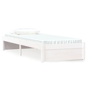 vidaXL Massivholzbett ohne Matratze Wei&szlig; 75x190 cm