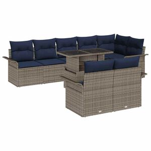 vidaXL Gartensofa-set 9 stk. Grau Poly-Rattan
