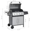vidaXL Gasgrill 4+1 Flammen Schwarz und Silbern Stahl & Edelstahl