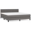 vidaXL Boxspringbett mit Matratze Grau 180x200 cm Kunstleder