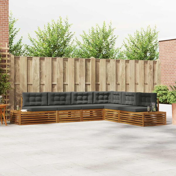 vidaXL Outdoor-Sofagarnitur mit Kissen 6 St&uuml;ck Natur und Anthrazit