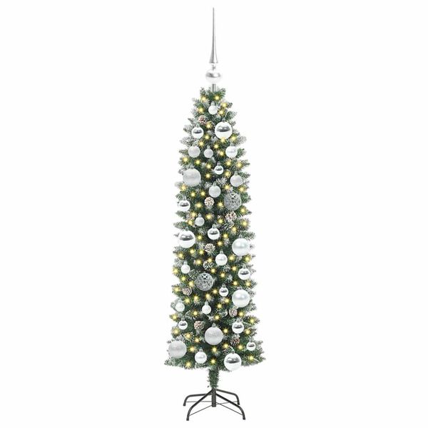 vidaXL K&uuml;nstlicher schlanker Weihnachtsbaum Gr&uuml;n und Wei&szlig; 120 cm
