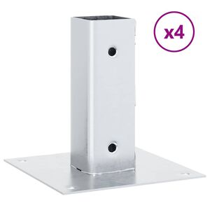 vidaXL Pfostentr&auml;ger Quadratisch 4Stk. Silber 46x46mm Verzinkter Stahl