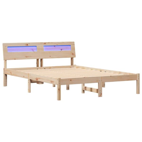 vidaXL Bettrahmen mit Kopfteil Braun 120 x 190 cm Massives Kiefernholz