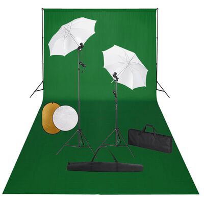 vidaXL Fotostudio-Set mit Leuchten, Schirmen, Hintergrund, Reflektor