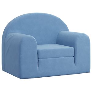 vidaXL Schlafsofa f&uuml;r Kinder Blau Weich Pl&uuml;sch