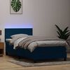 vidaXL Boxspringbett mit Matratze & LED Dunkelblau 100x210 cm Samt