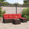 vidaXL Sofa Set mit Kissen 6 pcs Braun und Rot Poly-Rattan