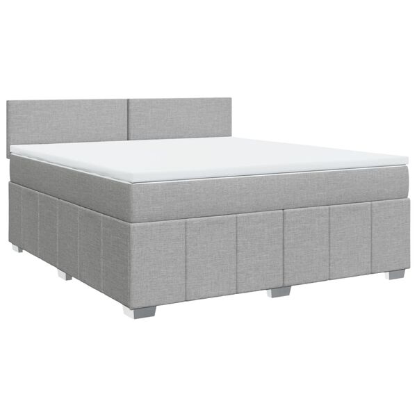 vidaXL Boxspringbett mit Matratze Hellgrau 180x200 cm Stoff