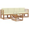 vidaXL Outdoor-Sofagarnitur 5 pcs Natur und Creme Massivholz Akazie