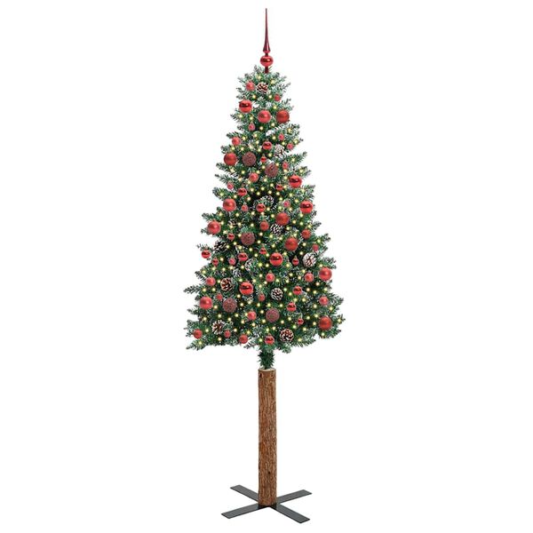 vidaXL Schlanker Weihnachtsbaum mit 300 LEDs mit St&auml;nder Gr&uuml;n 180 cm