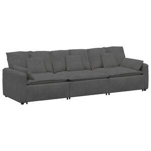 vidaXL Modulares Sofa mit Kissen Dunkelgrau