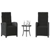 vidaXL 3-tlg. Bistro-Set mit Kissen Schwarz Poly Rattan