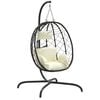 vidaXL H&auml;ngesessel mit Kissen Cremewei&szlig; Poly Rattan & Stahl