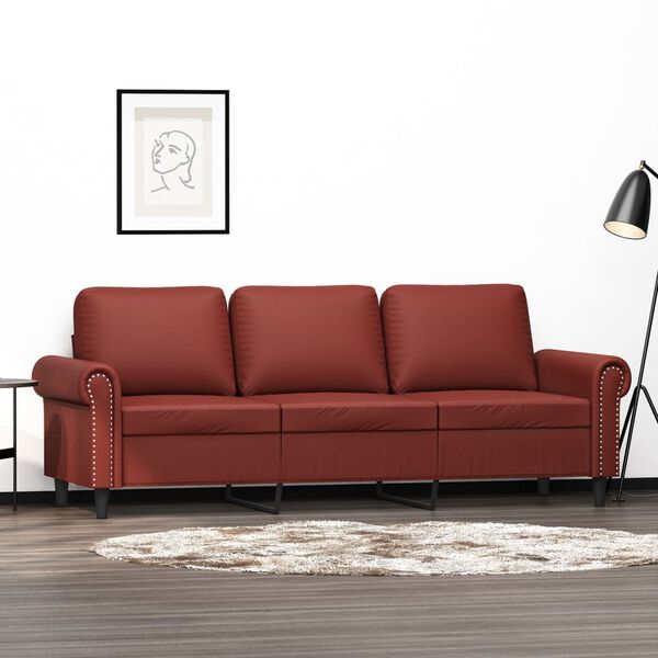 vidaXL 3-Sitzer-Sofa Weinrot 180 cm Kunstleder