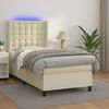 vidaXL Boxspringbett mit Matratze & LED Creme 100x200 cm Kunstleder