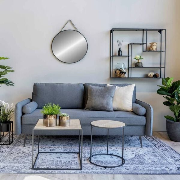 House Nordic Beistelltisch Johanna 40 cm Rund Natur und Schwarz