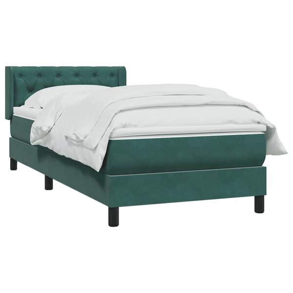 vidaXL Boxspringbett mit Matratze Dunkelgr&uuml;n 80x210 cm Samt