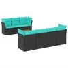 vidaXL 8-tlg. Garten-Sofagarnitur mit Kissen Grau Poly Rattan
