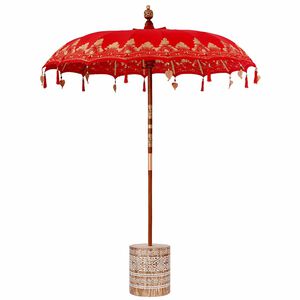 vidaXL Balinesischer Sonnenschirm mit Sockel Rot 185 x 185 x 260 cm