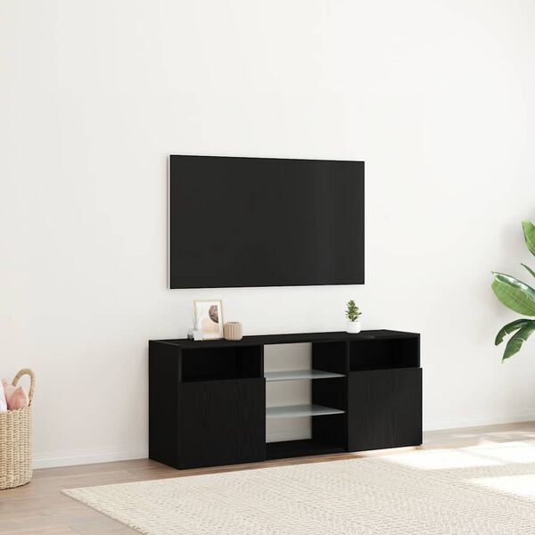 vidaXL TV-Schrank mit LED-Leuchten Schwarz Eichen-Optik 120x30x50 cm