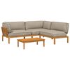 vidaXL Sofa Set mit Kissen Uni 4 pcs Taupe Massivholz Akazie