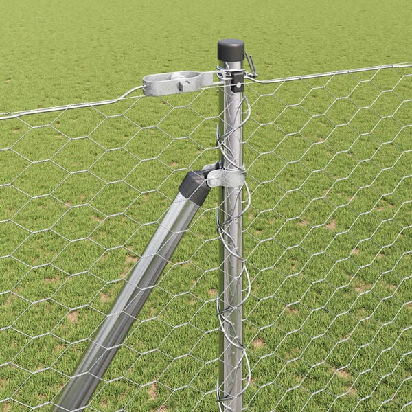 vidaXL Zaunpfosten Silber 100 x 1,5 m (36 mm Maschenweite) Stahl